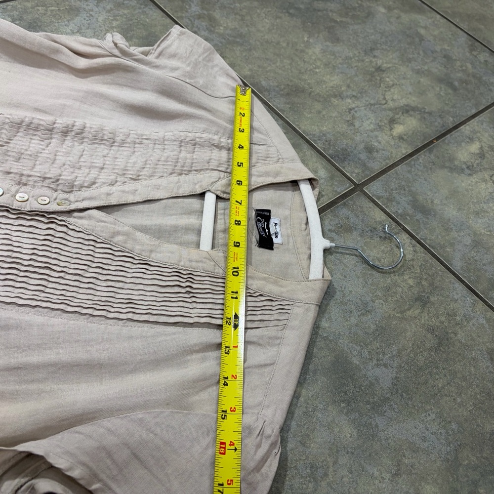 Capricci Linen Midi Dress Women Sz L Beige Cottage Boho Romantic Vacation Italy - Picture 10 of 10